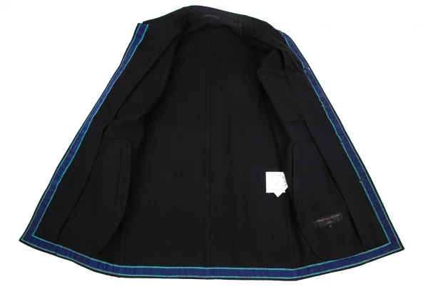 コムデギャルソン オムCOMME des GARCONS HOMME 裏テープパイピンクデザインウールコート 黒S K-101803_013