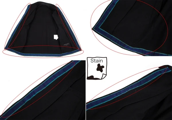 コムデギャルソン オムCOMME des GARCONS HOMME 裏テープパイピンクデザインウールコート 黒S K-101803_014
