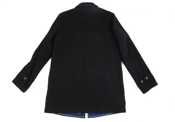 コムデギャルソン オムCOMME des GARCONS HOMME 裏テープパイピンクデザインウールコート 黒S K-101803_016