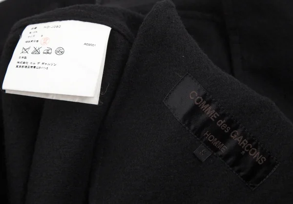 コムデギャルソン オムCOMME des GARCONS HOMME 裏テープパイピンクデザインウールコート 黒S K-101803_019