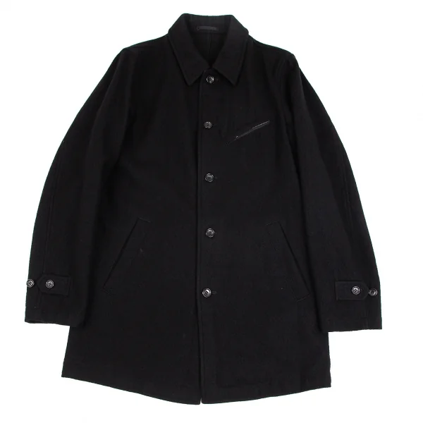 コムデギャルソン オムCOMME des GARCONS HOMME 裏テープパイピンクデザインウールコート 黒S K-101803_002