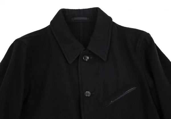 コムデギャルソン オムCOMME des GARCONS HOMME 裏テープパイピンクデザインウールコート 黒S K-101803_003
