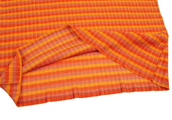 プリーツプリーズPLEATS PLEASE トリカラーボーダープリーツビッグシルエットカットソー 黄オレンジL位 K-101830_008