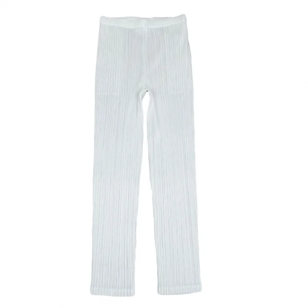 プリーツプリーズPLEATS PLEASE プリーツテーパードパンツ 白 アイスブルーS位 K-101855_001