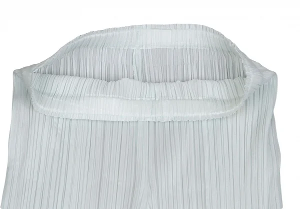 プリーツプリーズPLEATS PLEASE プリーツテーパードパンツ 白 アイスブルーS位 K-101855_003