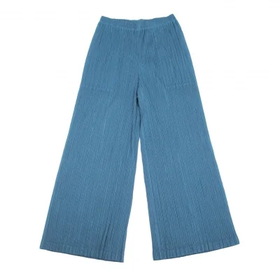 プリーツプリーズPLEATS PLEASE スポーツメッシュ生地プリーツワイドパンツ 水色