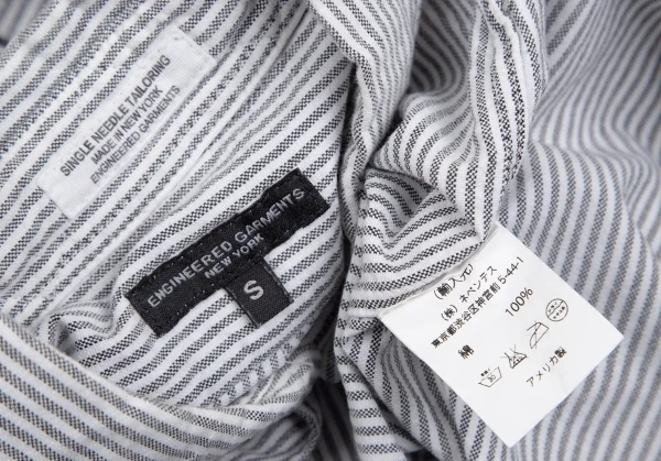 エンジニアードガーメンツENGINEERED GARMENT コットンオックスフォードストライプボタンダウンシャツ 白グレーS K-101894_017