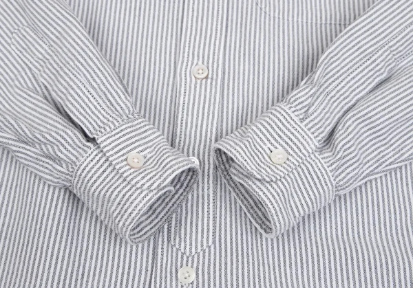 エンジニアードガーメンツENGINEERED GARMENT コットンオックスフォードストライプボタンダウンシャツ 白グレーS K-101894_007