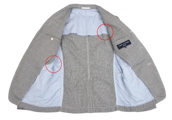 コムデギャルソン オムCOMME des GARCONS HOMME コットンリネンハウンドトゥースパッカリングジャケット 白黒S K-101922_012
