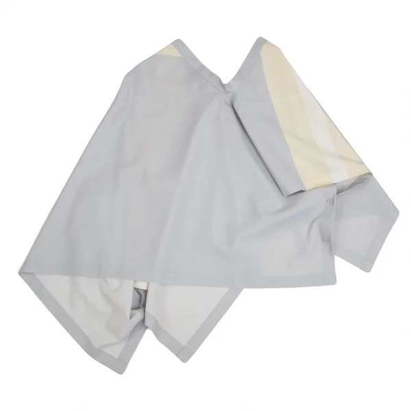 イッセイミヤケISSEY MIYAKE 132 5. フロント結びデザインアシンメトリーポンチョ ブルーグレーベージュ2 K-101948_011