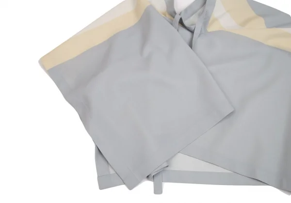 イッセイミヤケISSEY MIYAKE 132 5. フロント結びデザインアシンメトリーポンチョ ブルーグレーベージュ2 K-101948_008