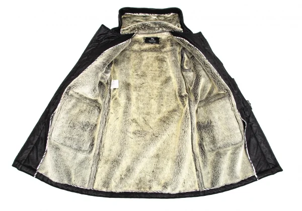 バーバリー ブラックレーベルBURBERRY BLACK LABEL 裏ファークラックシンセティックレザーダッフルコート 黒M K-101963_010