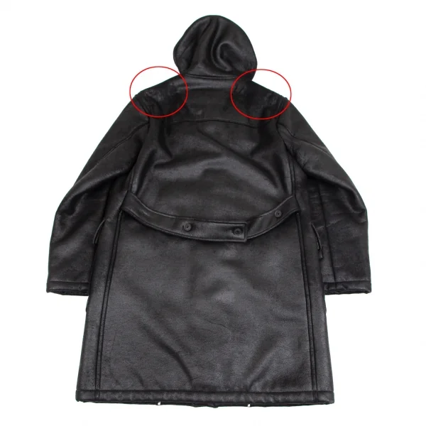 バーバリー ブラックレーベルBURBERRY BLACK LABEL 裏ファークラックシンセティックレザーダッフルコート 黒M K-101963_011