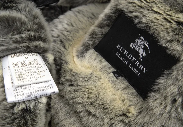 バーバリー ブラックレーベルBURBERRY BLACK LABEL 裏ファークラックシンセティックレザーダッフルコート 黒M K-101963_015