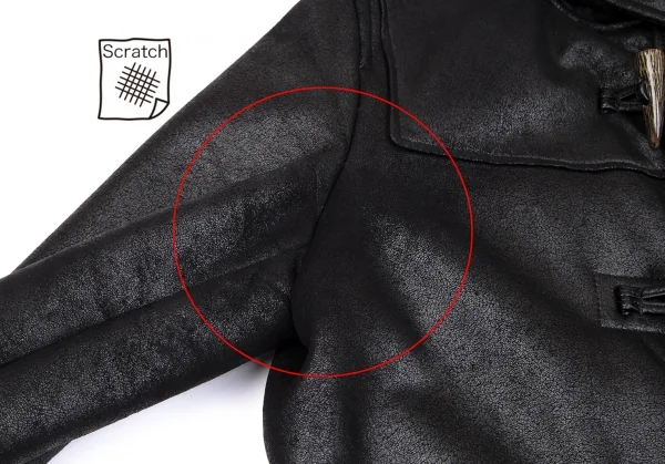 バーバリー ブラックレーベルBURBERRY BLACK LABEL 裏ファークラックシンセティックレザーダッフルコート 黒M K-101963_003