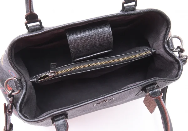 コーチCOACH プリムローズ マルゴーキャリーオール レザー花柄切替バッグ 黒 K-101975_013