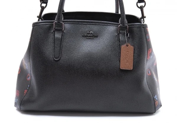 コーチCOACH プリムローズ マルゴーキャリーオール レザー花柄切替バッグ 黒 K-101975_002
