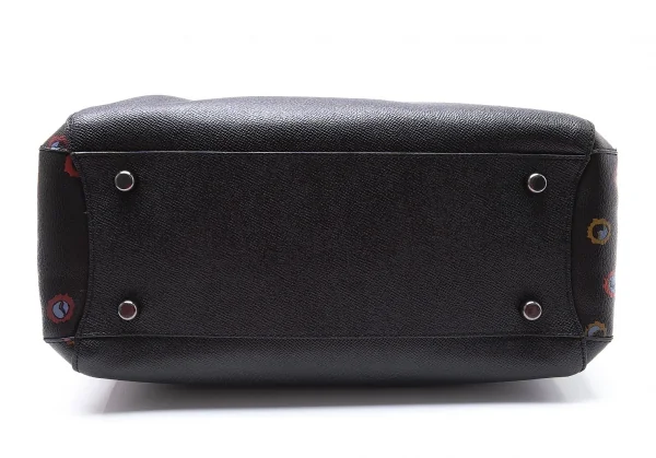 コーチCOACH プリムローズ マルゴーキャリーオール レザー花柄切替バッグ 黒 K-101975_008