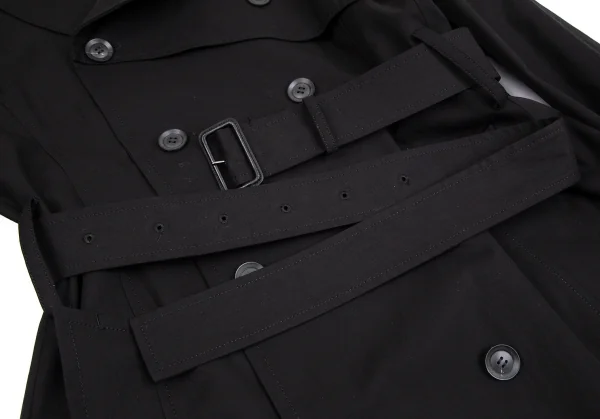 ヨウジヤマモト ノアールYohji Yamamoto NOIR コットン袖レイヤードアシンメトリートレンチコート 黒1 K-101983_010