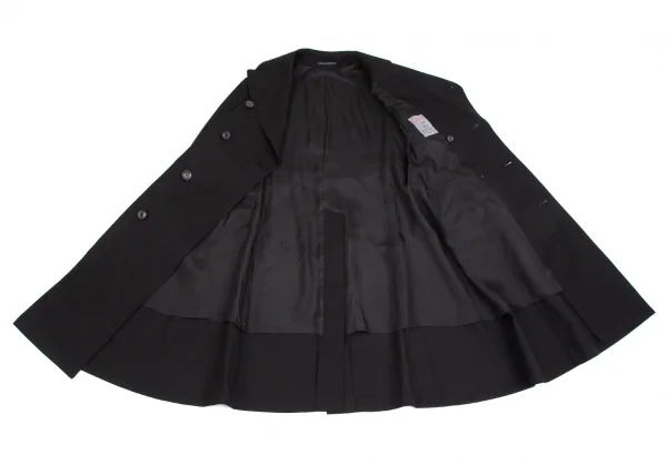 ヨウジヤマモト ノアールYohji Yamamoto NOIR コットン袖レイヤードアシンメトリートレンチコート 黒1 K-101983_012