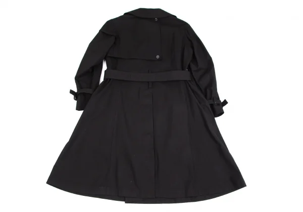ヨウジヤマモト ノアールYohji Yamamoto NOIR コットン袖レイヤードアシンメトリートレンチコート 黒1 K-101983_013