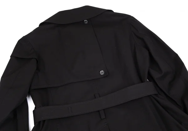 ヨウジヤマモト ノアールYohji Yamamoto NOIR コットン袖レイヤードアシンメトリートレンチコート 黒1 K-101983_014