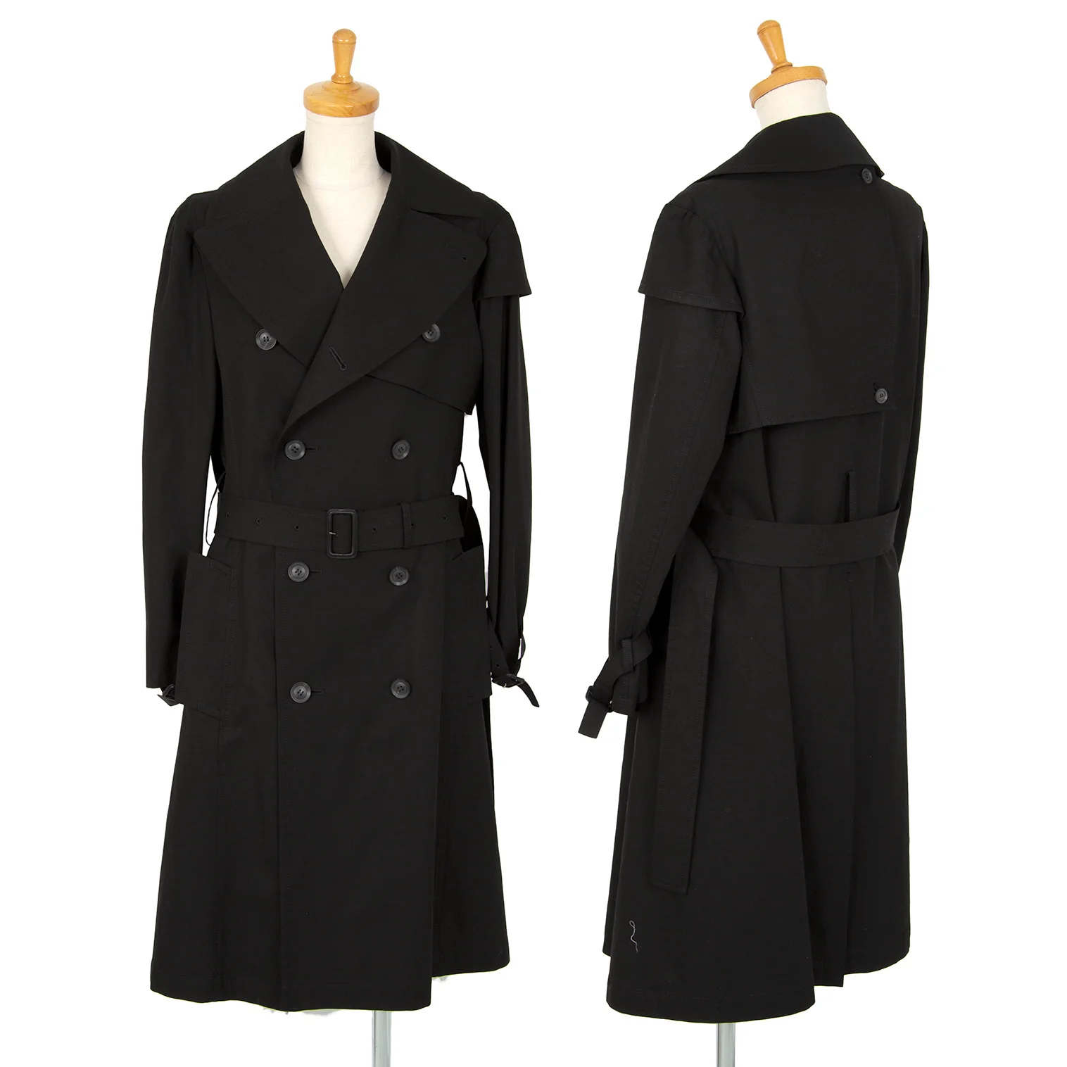 varet street / volume trench coat / ブラック STRETCH FLANNEL TRENCH COAT – THE SHOP YOHJI YAMAMOTO
