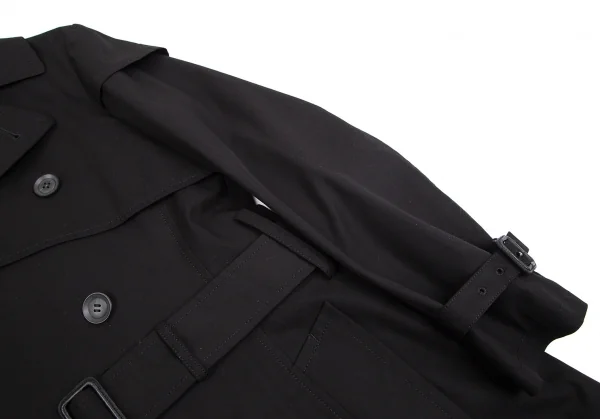 ヨウジヤマモト ノアールYohji Yamamoto NOIR コットン袖レイヤードアシンメトリートレンチコート 黒1 K-101983_006