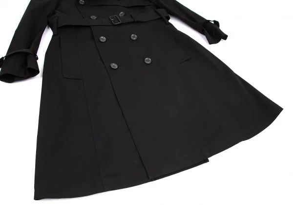 ヨウジヤマモト ノアールYohji Yamamoto NOIR コットン袖レイヤードアシンメトリートレンチコート 黒1 K-101983_009