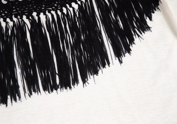 リミフゥLIMI feu Vネックフリンジプリント半袖カットソー オフS K-102011_011