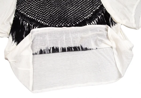 リミフゥLIMI feu Vネックフリンジプリント半袖カットソー オフS K-102011_012