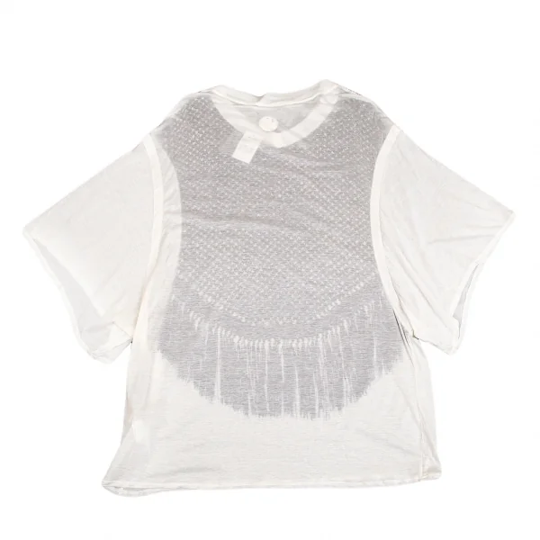 リミフゥLIMI feu Vネックフリンジプリント半袖カットソー オフS K-102011_013