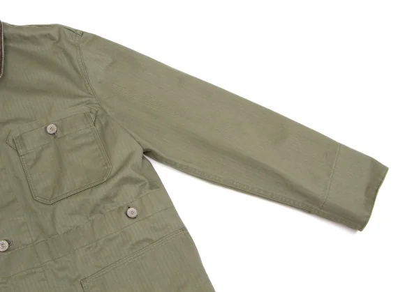 新品!コムデギャルソン オムCOMME des GARCONS HOMME コーデュロイパッチ衿ヘリンボーン柄カバーオール カーキXS K-102039_005