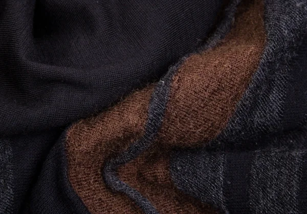 ワイズフォーメンY's for men モヘヤ混ダブルフェイスストライプニットセーター 紺茶グレー3 K-102064_014