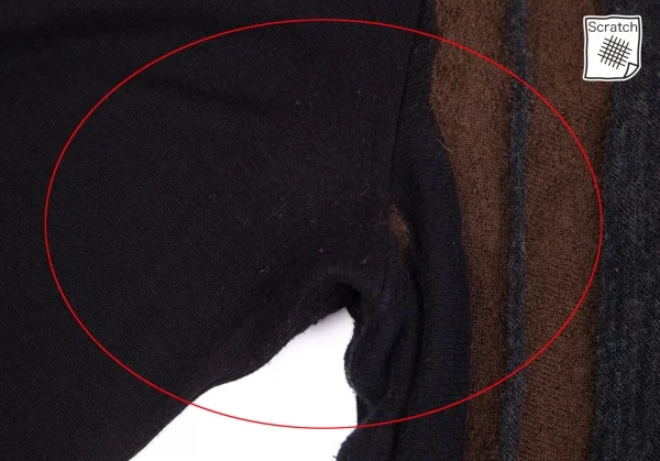 ワイズフォーメンY's for men モヘヤ混ダブルフェイスストライプニットセーター 紺茶グレー3 K-102064_003