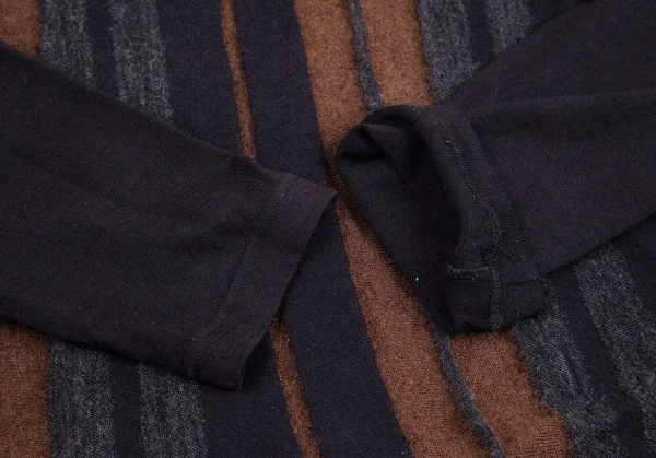 ワイズフォーメンY's for men モヘヤ混ダブルフェイスストライプニットセーター 紺茶グレー3 K-102064_006