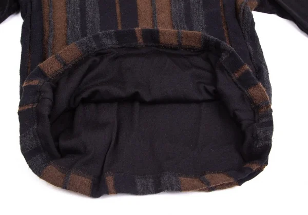 ワイズフォーメンY's for men モヘヤ混ダブルフェイスストライプニットセーター 紺茶グレー3 K-102064_008