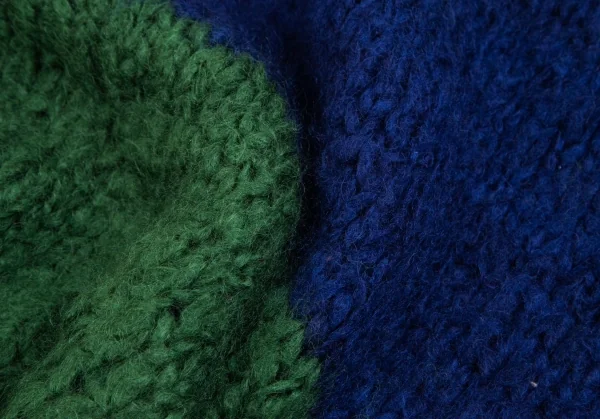 ワイズフォーメンY's for men モヘヤウール配色切替ロングニットセーター 緑青3 K-102067_010