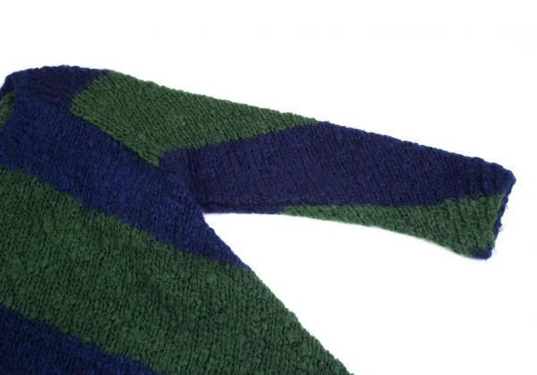 ワイズフォーメンY's for men モヘヤウール配色切替ロングニットセーター 緑青3 K-102067_004