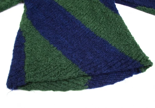 ワイズフォーメンY's for men モヘヤウール配色切替ロングニットセーター 緑青3 K-102067_006