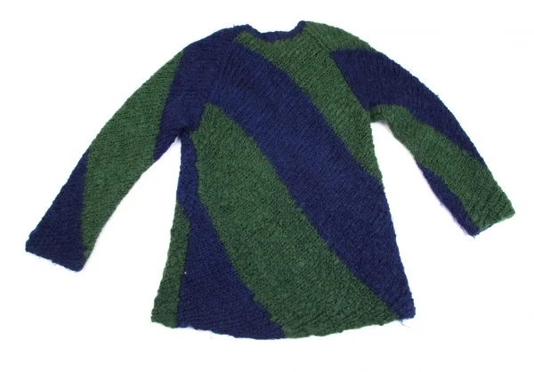 ワイズフォーメンY's for men モヘヤウール配色切替ロングニットセーター 緑青3 K-102067_008