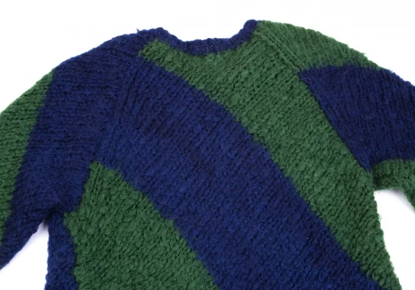 ワイズフォーメンY's for men モヘヤウール配色切替ロングニットセーター 緑青3 K-102067_009