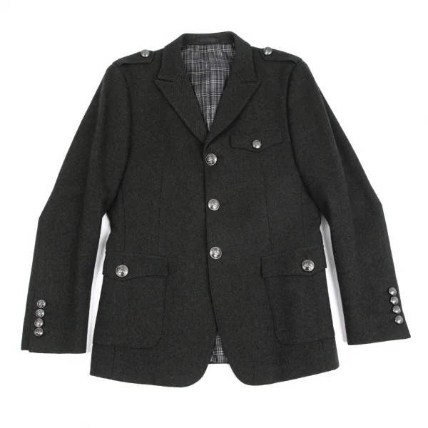 バーバリー ブラックレーベルBURBERRY BACK ABE ウール裏チェックナポレオンジャケット カーキL K-102072_001