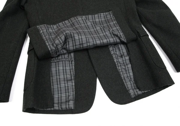 バーバリー ブラックレーベルBURBERRY BACK ABE ウール裏チェックナポレオンジャケット カーキL K-102072_013