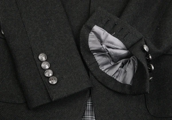 バーバリー ブラックレーベルBURBERRY BACK ABE ウール裏チェックナポレオンジャケット カーキL K-102072_005