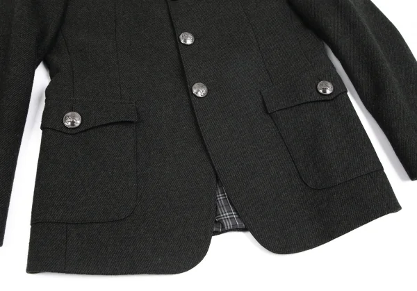 バーバリー ブラックレーベルBURBERRY BACK ABE ウール裏チェックナポレオンジャケット カーキL K-102072_006