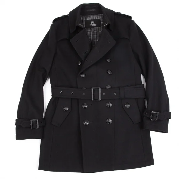バーバリー ブラックレーベルBURBERRY BACK ABE 裏チェックウールナポレオンコート 黒L K-102073_001