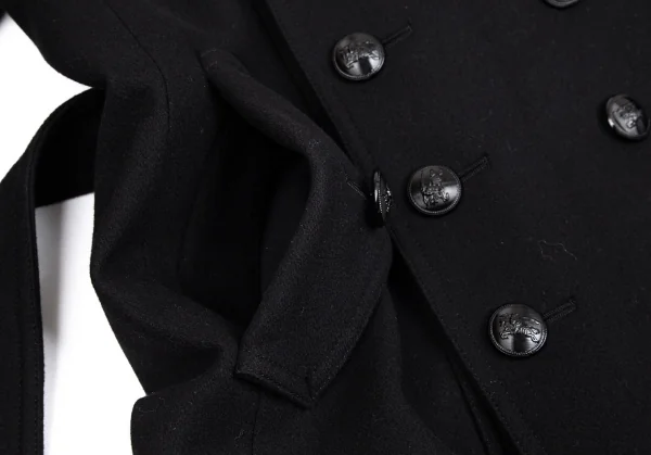 バーバリー ブラックレーベルBURBERRY BACK ABE 裏チェックウールナポレオンコート 黒L K-102073_010