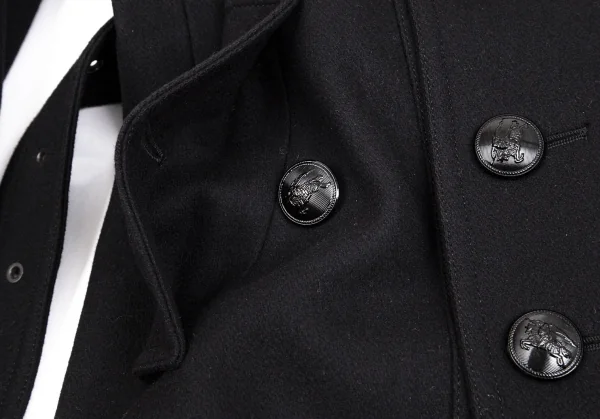 バーバリー ブラックレーベルBURBERRY BACK ABE 裏チェックウールナポレオンコート 黒L K-102073_011