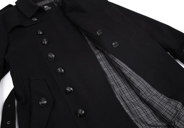 バーバリー ブラックレーベルBURBERRY BACK ABE 裏チェックウールナポレオンコート 黒L K-102073_012